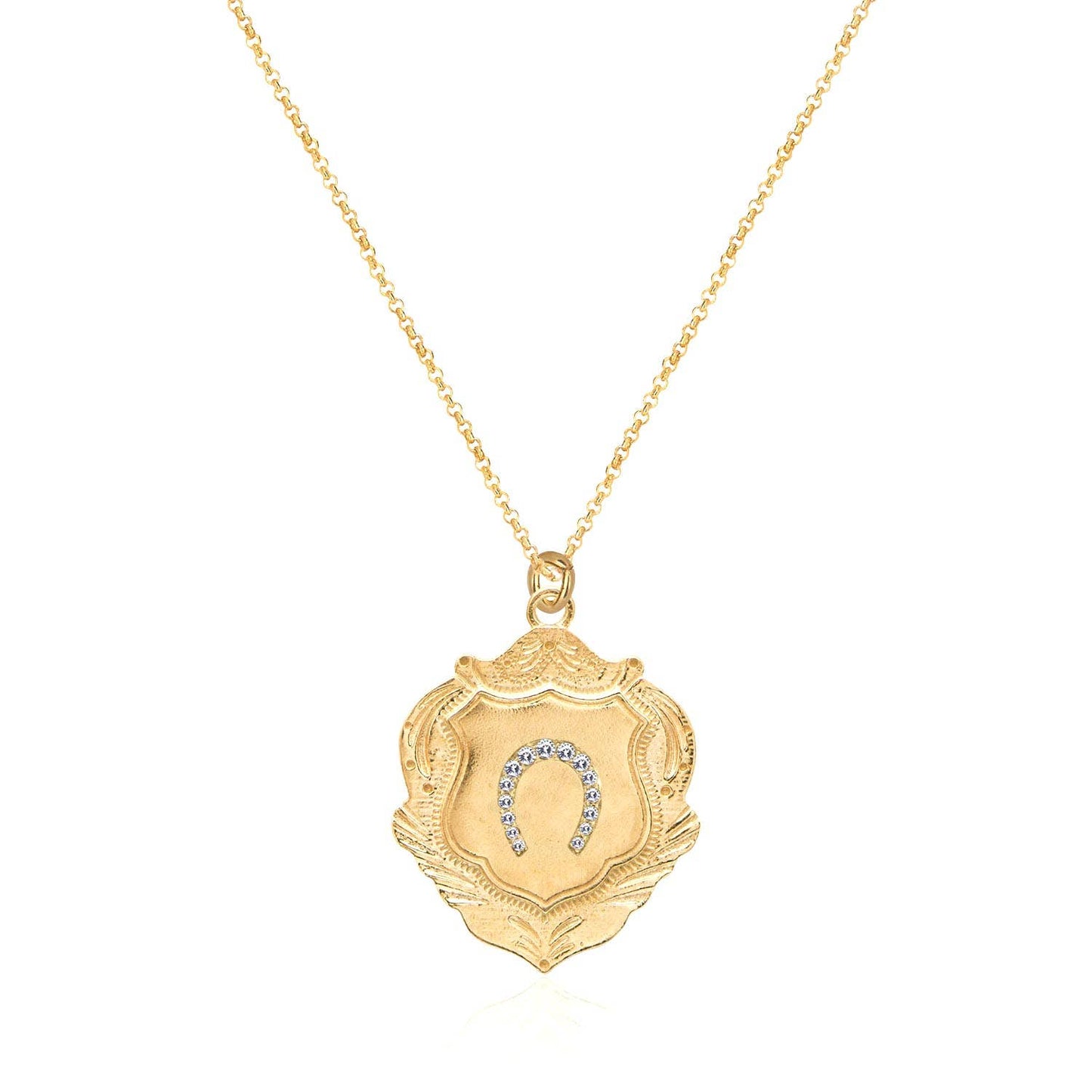 Horseshoe Shield Necklace : Silver