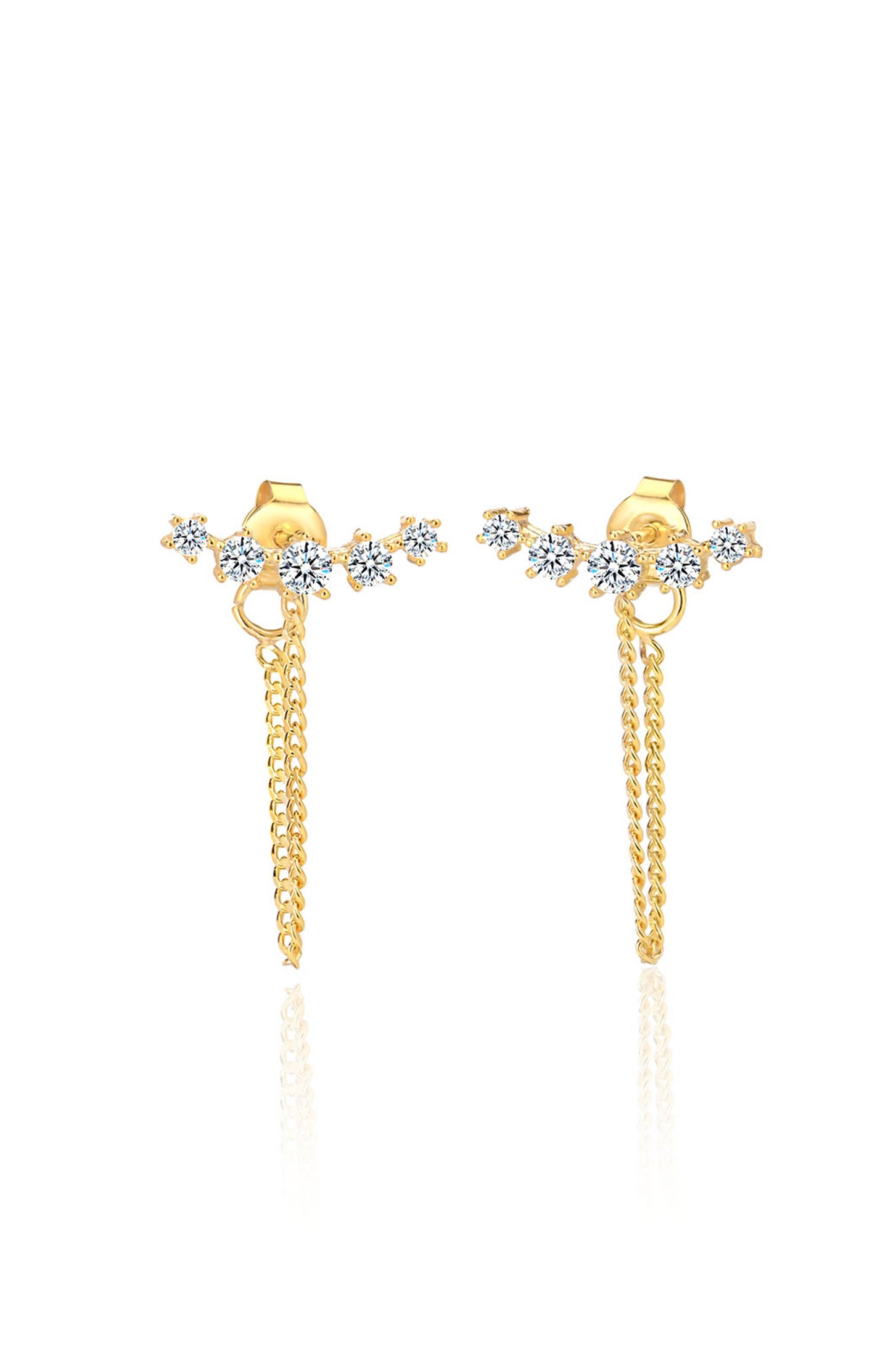 Star Crystal Drop Studs: Gold