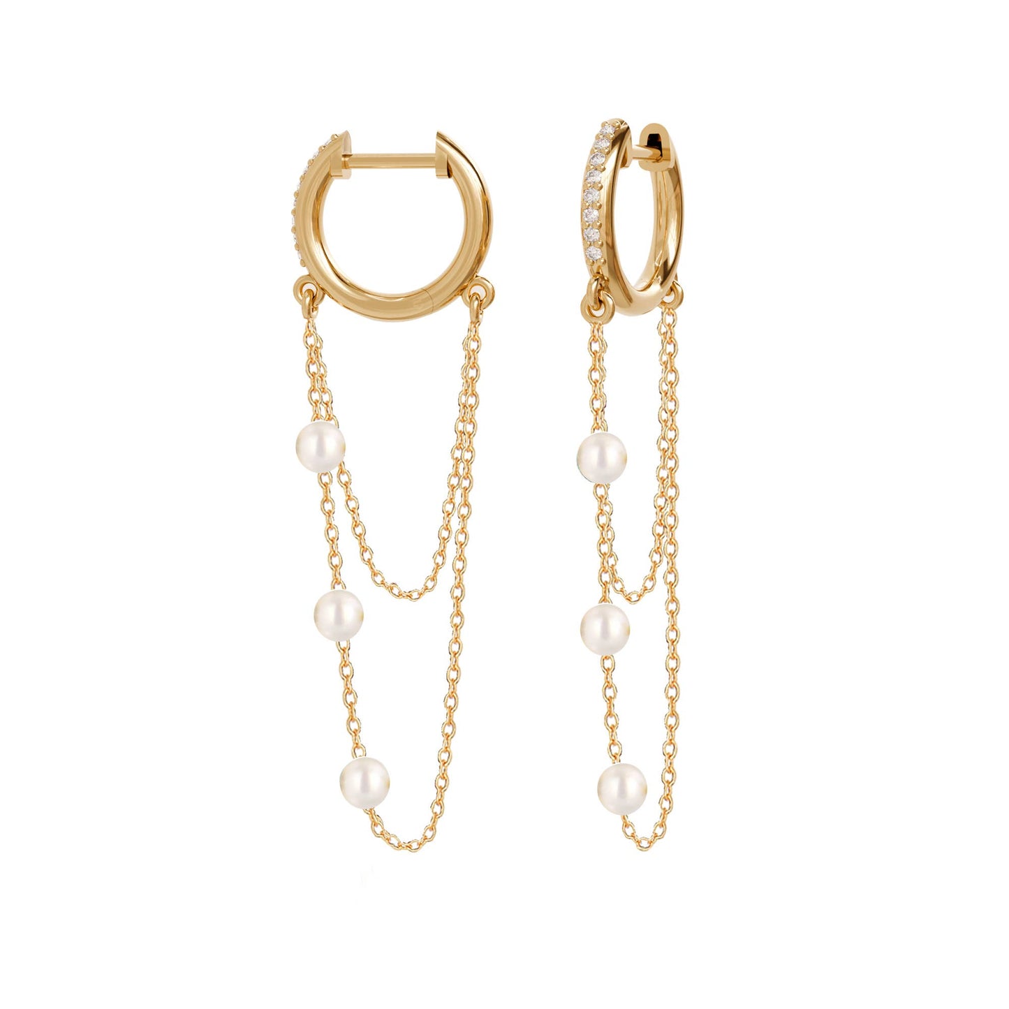 Drip Hoop Earrings : Gold/Pearl