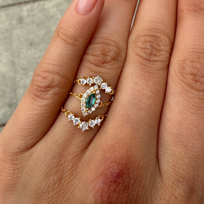 Emerald Marquise Chain Ring