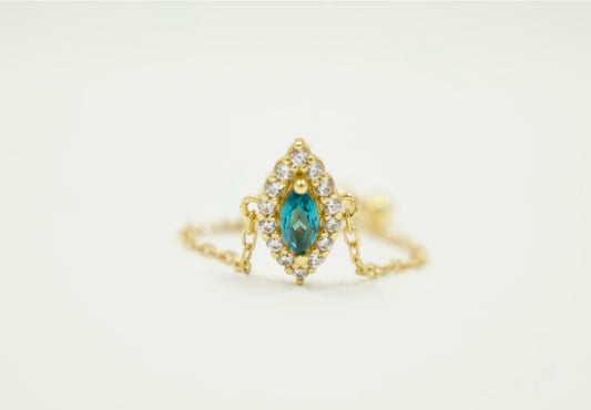 Emerald Marquise Chain Ring